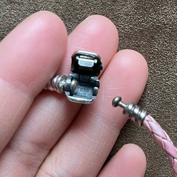 Pandora Genuine Pink Leather Bracelet w/ 9 Charms - Picture 4 of 8